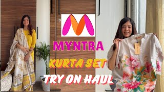 Myntra Kurta set haul  Summer cotton Kurta sets from Myntra 2024  Myntra try on haul myntrahaul [upl. by Crudden]