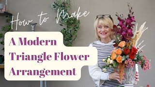 How to make a Modern Triangle Flower Arrangement  HOW TO ARRANGE FLOWERS IN FOAM [upl. by Naynek]