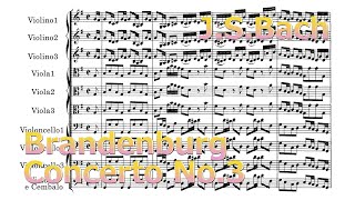 Brandenburg Concerto No 3【Score】sheet music BWV 1048 G major [upl. by Muhcan]