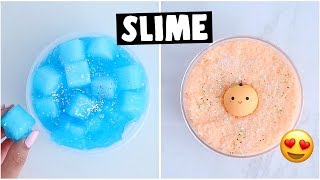 MAKING 4 EXTREMELY SATISFYING ASMR SLIME RECIPES sticky amp crunchy sounds [upl. by Bevan]