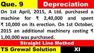 Question 9 Depreciation for class 11  A ltd purchased machine for 240000  Ts grewal solutions [upl. by Rushing]