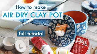 Air Dry Clay  HOW TO MAKE A TRINKET POT amp ILLUSTRATE IT [upl. by Elianore893]