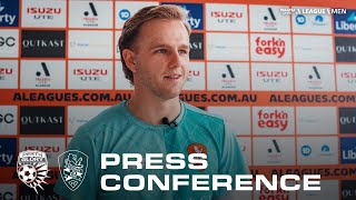 ALM R17 Press Conference Macklin Freke  Perth Glory v Brisbane Roar [upl. by Tecu]