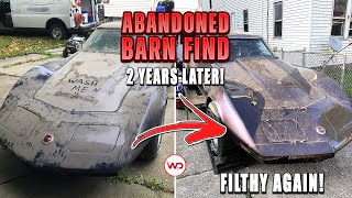 ABANDONED BARN FIND Corvette First Wash in YEARS Satisfying Car Detailing Exterior amp Restoration [upl. by Alyacim]