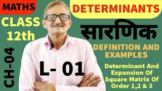 DETERMINANTS  सारणिक  CLASS 12 MATHS  DEFINITION  Determinant Of Matrix EXPANSION OF DETERMINANT [upl. by Tab]