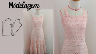 DIY VESTIDO LUXO MODA VERÃO 2021 MODELAGEM │VIVIANE PRATES [upl. by Thorwald646]