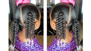 Rope Twist Ponytails wBeads Tutorial  Kids Natural Hairstyle  IAMAWOG [upl. by Novi]