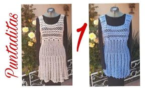 CROCHET🧶 Vestido para mujer👗  Parte 1 Paso a Paso 🥿🥿 DIYPuntaditas [upl. by Almita]