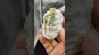 Green tourmaline with albite from Pakistan crystalminerals minerals [upl. by Bisset]