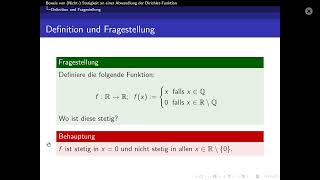 Stetigigkeit und NichtStetigkeit anhand der DirichletFunktion [upl. by Enram]