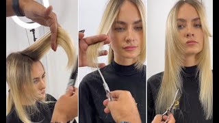 Tutorial  Styling long straight bangs  fringe [upl. by Ihsakat]