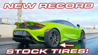 NEW RECORD ON STOCK TIRES  McLaren 765LT 14 Mile Testing [upl. by Ahsinet]