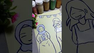 Mewarnai gambar dengan pasir warna sambil bercerita art drawing shorts [upl. by Ayat404]