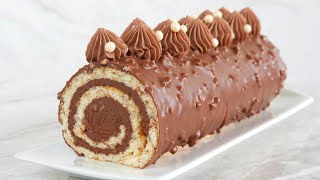 Ma Meilleure BUCHE ROULÉE CHOCOLAT Facile à faire  GLAÇAGE ROCHER [upl. by Baptista]