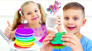 Diana and Romas Rainbow Pancakes Adventure [upl. by Kitchen311]