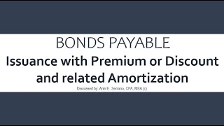 Bonds Payable Issuance with Premium or Discount and Amortization of Premium or Discount on Bonds [upl. by Lerrej]