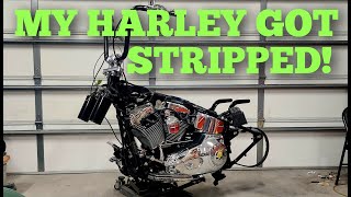 Project bike 2005 Harley Fatboy rebuild making a custom bike in my garage part 2 [upl. by Avat400]