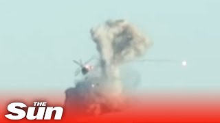 Russian attack helicopter is blown out of the sky by Ukrainian forces [upl. by Lutim]