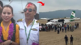 गुल्मीको एअरपोर्टमा पहिलोपटक यसरी जहाज आउँदा सबै दङ्ग परे  Tara Air Landing by Prabhakar Ghimire [upl. by Torosian]