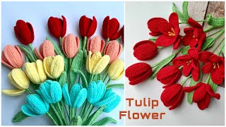 168 Crochet Tulip Flower🌷Móc Hoa Tulip Nở Móc Hoa Tulip Ghép Cánh  Dương Liễu Handmade [upl. by Phillis]