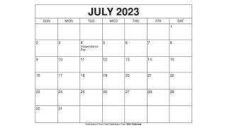 Free Printable July 2023 Calendar Templates With Holidays  Wiki Calendar [upl. by Schertz220]