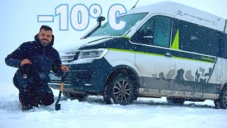 Surviving a Snowstorm In a Van  Van Camping in Heavy Snow [upl. by Ellerd678]