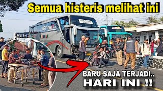 BRAKK DENTUMAN KERAS  inalillahi terjadi kecelakaan adu banteng bus budiman vs pemotor [upl. by Vanhook944]