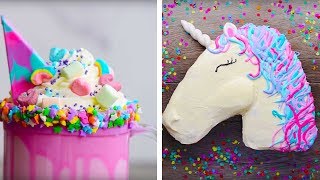 10 Amazing Unicorn Themed Dessert Recipes  DIY Homemade Unicorn Buttercream Cupcakes by So Yummy [upl. by Buckley297]