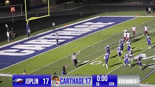 Carthage High School vs Joplin Football 10424 [upl. by Sirapal602]