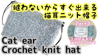 Nosew cat ear knit hat かぎ針編み♪100均セリアの毛糸でLE SSERAFIMの咲良ちゃんみたいな猫耳ニット帽が可愛い♪ [upl. by Redep]