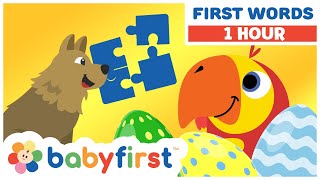 Toddler Learning Video w Color Crew amp Larry  Baby Learning First Words amp ABC  1 Hour  BabyFirstTV [upl. by Fancy]