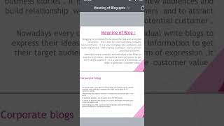 Meaning of Blog and Corporate Blog exam BMS Third year Marketingclass CCPR [upl. by Ahsienat]