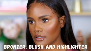 BRONZER BLUSH AND HIGHLIGHTER TUTORIAL for Beginners  Ale Jay [upl. by Merrilee]