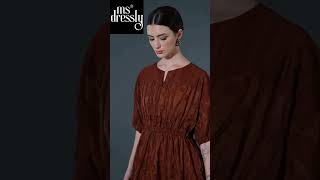 Rust Textured Midi Dress with Cinched Waist [upl. by Drummond]