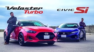 2019 Hyundai Veloster Turbo vs Honda Civic Si  Affordable Coupe Face Off [upl. by Terrence]