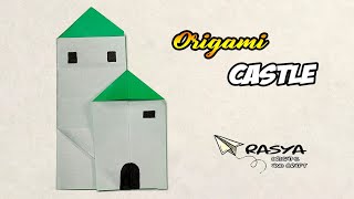 Easy Origami Castle  How to make Paper Castle  Cara membuat origami kastil [upl. by Hesky]