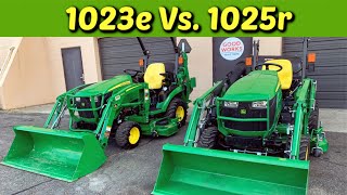 Is It Worth The Money John Deere 1023e Versus 1025r Tractor [upl. by Enovahs]