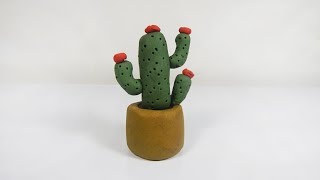 Cómo hacer un cactus de plastilina fácil paso a paso arcilla porcelana plantas [upl. by Asoramla]