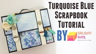 Turquoise blue scrapbook Tutorial by Srushti Patil [upl. by Urana]