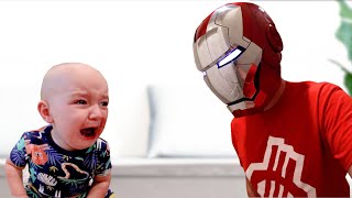 Baby TERRIFIED Of Iron Man [upl. by Ferdinanda]