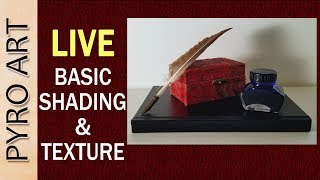 Pyrography LIVE Basic Shading for Wood Burning Practicing Textures [upl. by Meehahs]