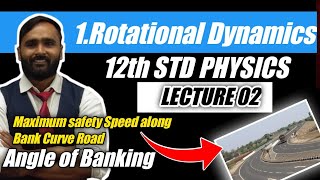 12th PHYSICSROTATIONAL DYNAMICSLECTURE02SAFETY SPEED FOR VEHICLE ON BANKED CURVED ROAD DERIVATION [upl. by Burger]