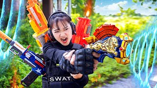 VTL Nerf War SUPER HERO GIRL Seal Warriors Nerf Guns Fight Criminals Ultimate Weapon of Sound [upl. by Lindie]