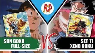 Quadstrike Goku G vs Xeno Goku B  Gameplay  DBS TCG [upl. by Aynwad]