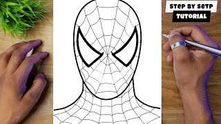 Easy Spiderman Drawing And Colouring Video For Beginners  How To Draw Spiderman Face [upl. by Ekal765]