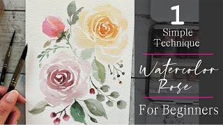 Watercolor Roses For Beginners  Watercolor Techniques  Loose Watercolor Flowers [upl. by Naloc]