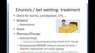 Pediatrics Enuresis Bet wetting trea child nocturnal Oxybutynin Tolterodine desmopressin DDAVP [upl. by Suirtemid]