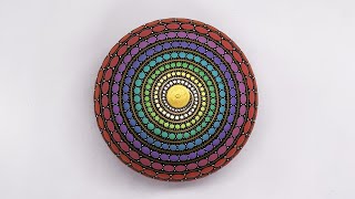 Spiral Mandala Dot Art Rock Painting with Every Color Possible mandalaart painting [upl. by Asim]