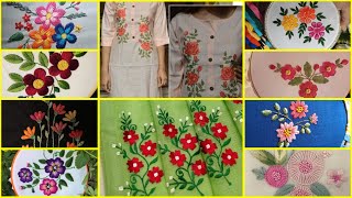 Floral handembroidery designs for dresses embroidery designs for blouse neckline kurtiembroidery [upl. by Aihsirt]