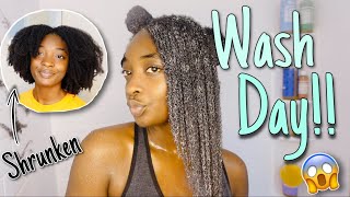 NATURAL HAIR WASHDAY ROUTINE ON SHRUNKEN HAIR  BEFORE TWO MONTH HAIR GRWOTH CHALLENGE ‼️‼️ [upl. by Ashia]